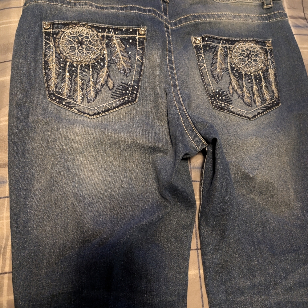 Embroidered Blue Women's Jeans